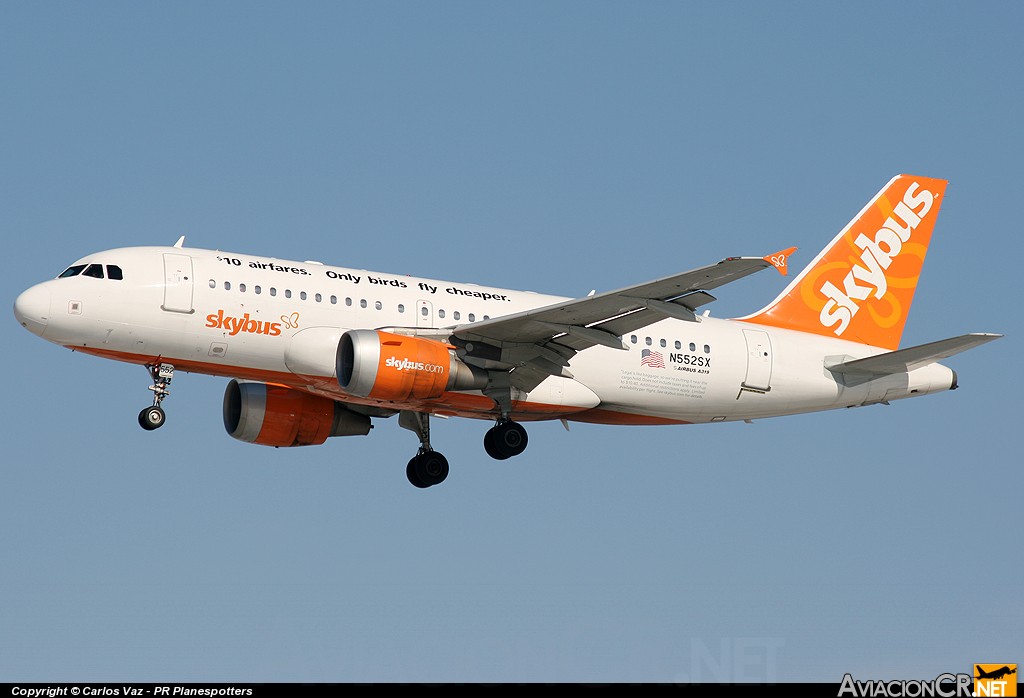 N552SX - Airbus A319-112 - Skybus Airlines